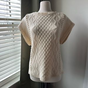 Tibi Cream Sleeveless Lambswool Sweater